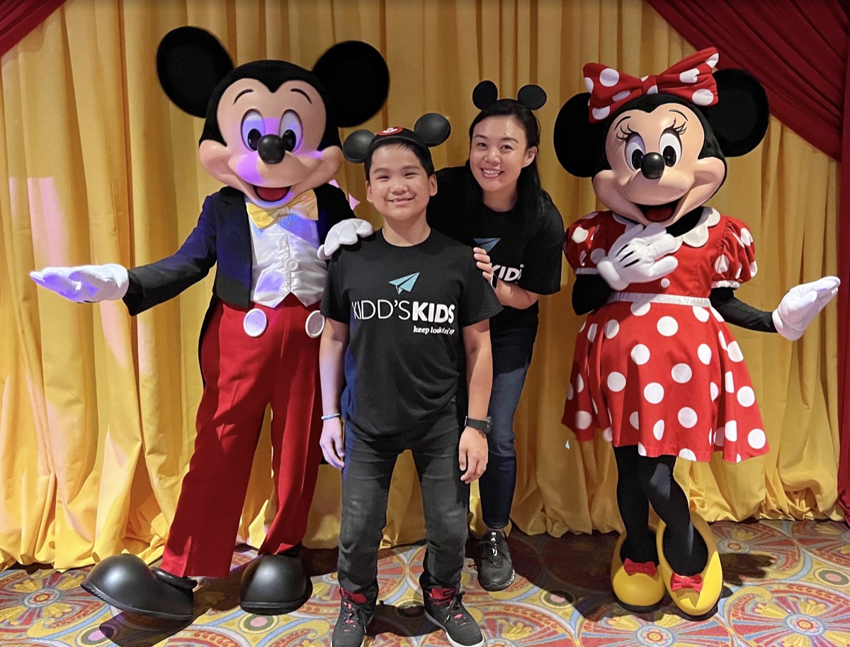 Ryle and Mom with Mickey and Minnie Mouse